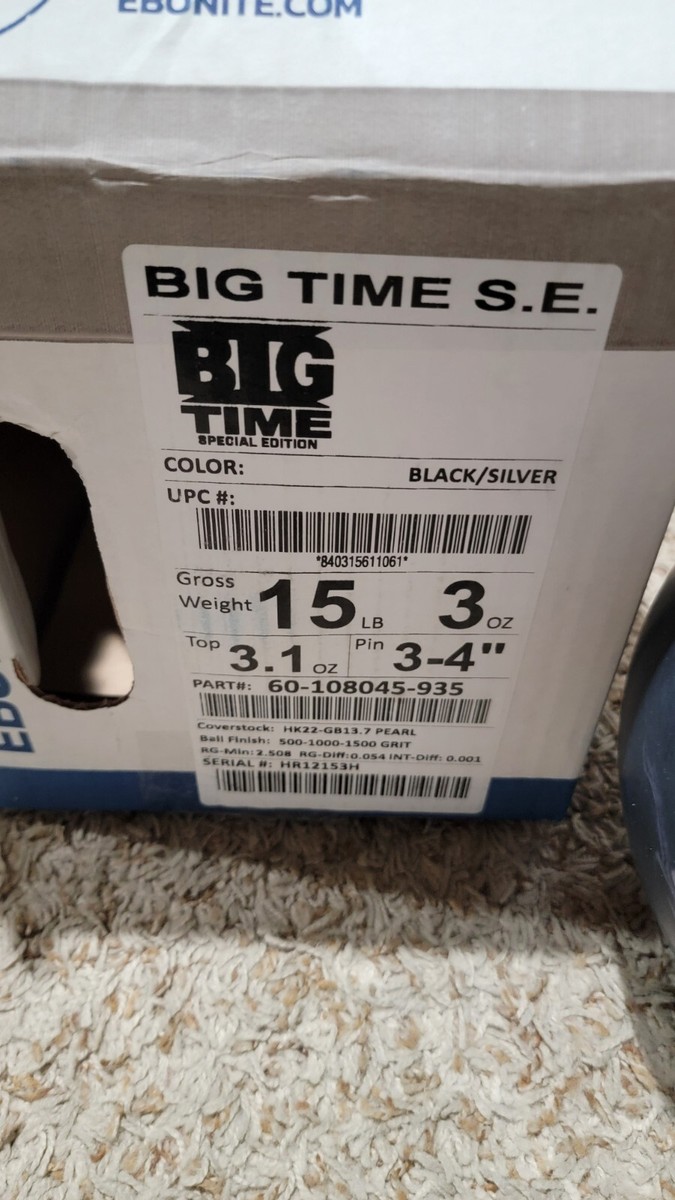 Ebonite Big Time Special Edition Bowling Ball 1st Quality