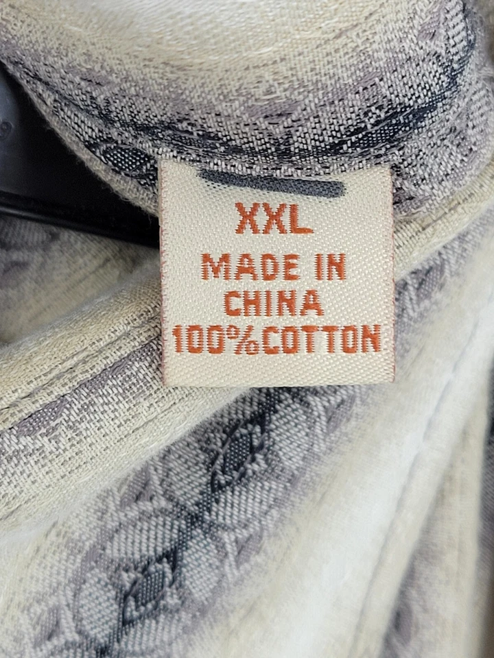 Tommy Bahama Shirt Mens XXl 2XL Brown Aztec Stripe Long Sleeve Button Up Cotton - Image 4 of 4