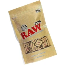 RAW Pre-Rolled Filter Tips – Natural Unrefined – 1 Bag (200 Tips)  AUTHENTIC RAW