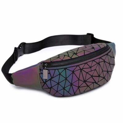 Hot Luminous Geometric Holographic Reflective Waist Fanny Packs Travel Belt  Bag UK