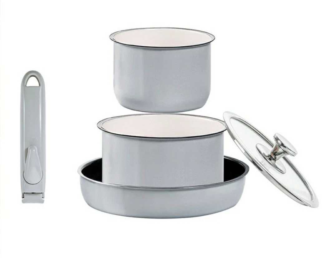 17Pin Enameled Stainless Steel Cookware 3 Piece Set gray New