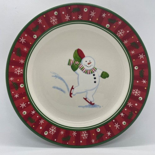 Longaberger Pottery Holiday Snack Plates Bluster The Snowman Set of 2 Christmas - Picture 3 of 10