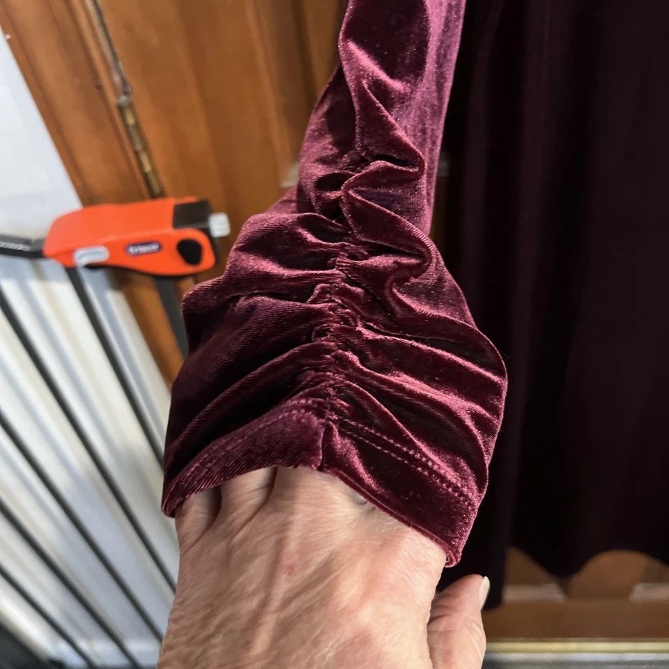 Susan Graver эластичной бархата качели платье бордовый большой 3/4 рукав праздник вечеринки - Изображение 4 из 4