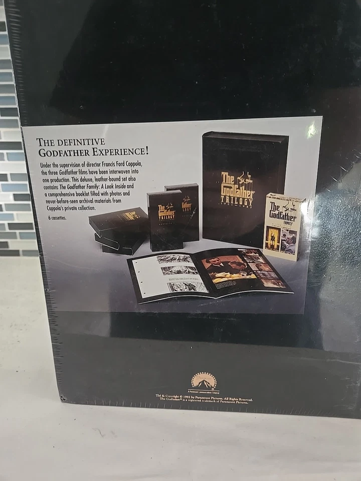 The Godfather Trilogy 1901-1980 VHS 1992 6 Tape Collection BookCase RARE SEALED! - Image 4 of 4