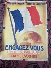 Anc Affiche guerre 14/18 armée Engagez vous propagande militaire drapeau France