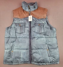 Parish Nation Men's 5XL Blue/Brown Full Zip Puffer Vest