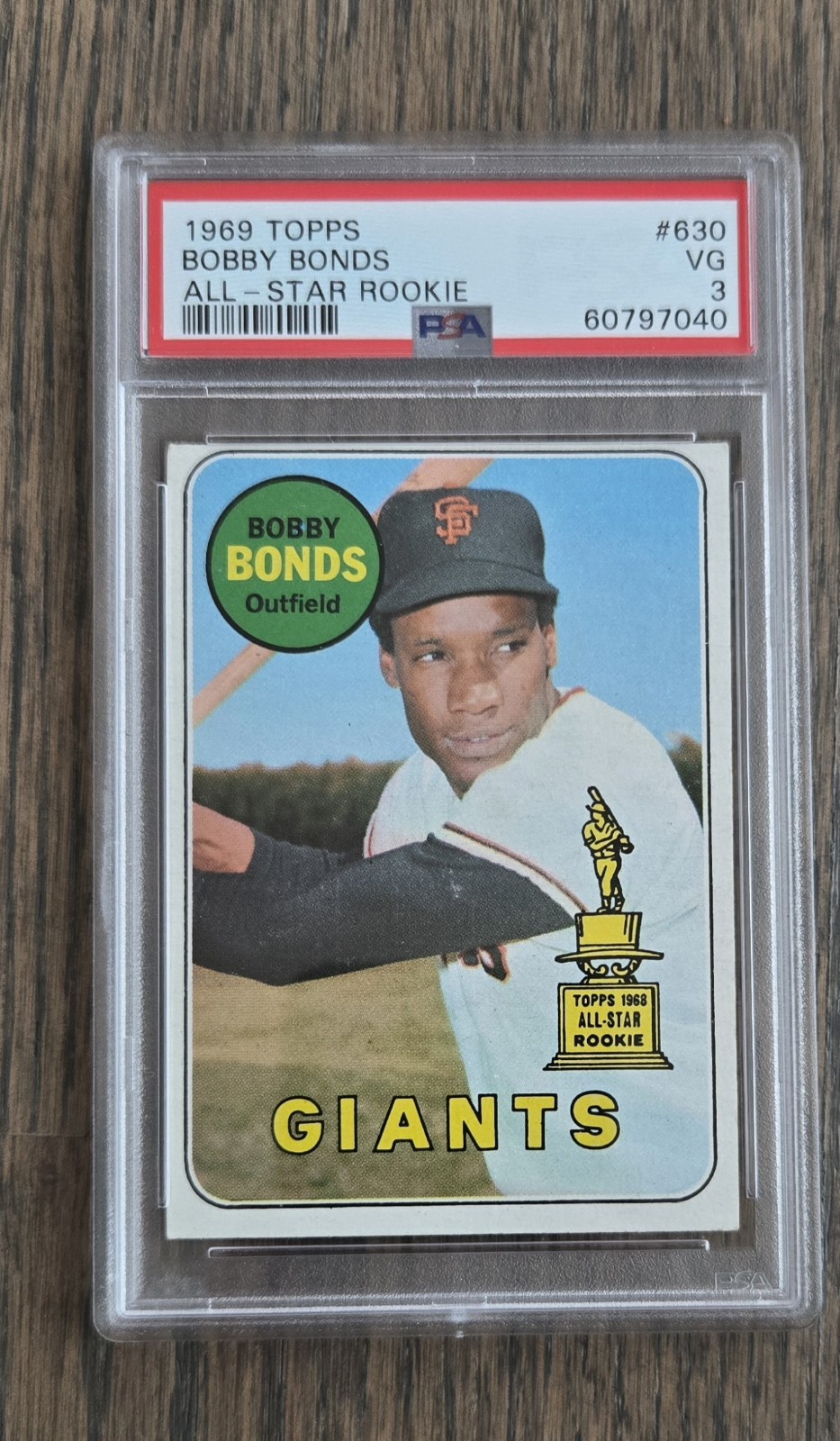 1969 Topps #630 Bobby Bonds RC PSA 3