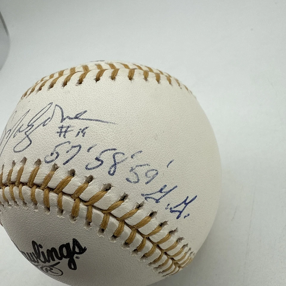 Guante de béisbol Frank Malzone autografiado Rawlings dorado con 57-58-59 GG Insc Foto 3 de 4