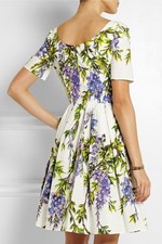 Dolce&Gabbana dress IT40 white print of blue cherry blossoms poplin