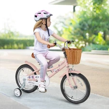 16" Kids Bike w/Height Adjustable Handlebar Seat Basket Bell Training Wheels