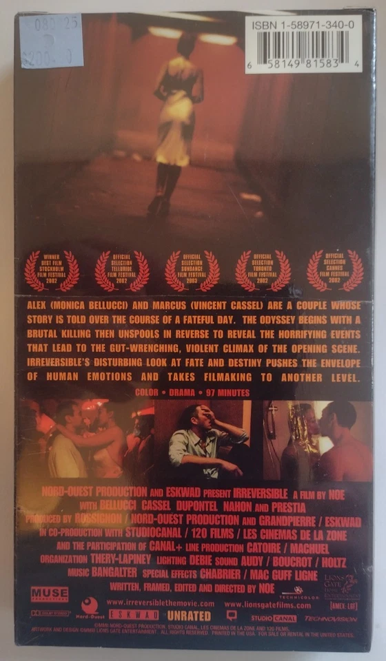 Irreversible (VHS, 2002...97 mins) RARE En Espanol Spanish New Sealed 18+ Epic - Image 2 of 3