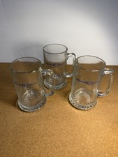 Bud Light Heavy Beer Mugs 10 Oz clear glass with old logo set of 3