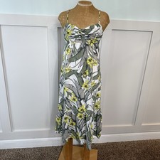Banana Republic Palm Leaves Floral Front Knot Dress Midi Women’s 2 Linen Resort
