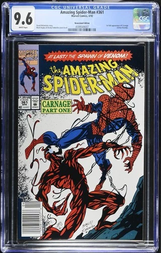 Amazing Spider-Man #361 1992 1st Carnage CGC 9.6 White Pages NEWSSTAND
