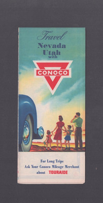 Conoco Nevada Utah Road Map Travel Touraide Nth Motor Oil Back