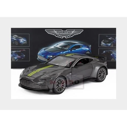 1:24 RE-EL TOYS Aston Martin V12 Vantage 2023 Grey Met Yellow RE0803GY - Immagine 2 di 2