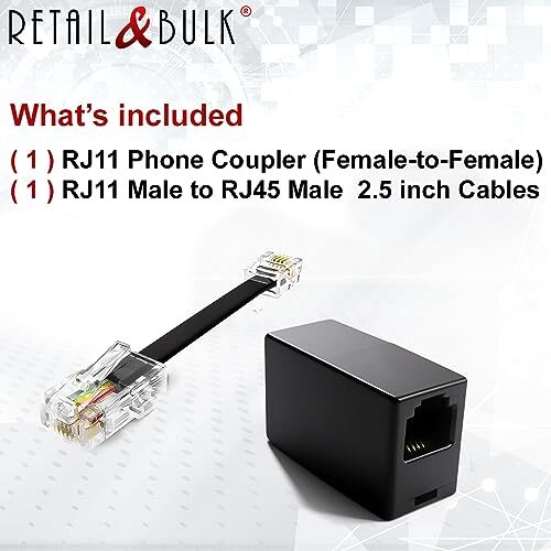 Retailandbulk (1 Pack) Phone Line to Cable Adapter RJ11 Female to RJ45 eBay