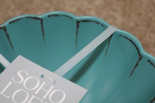 Soho Loft Bowls Teal Rustic Scalloped Set of 4 Melamine 7.5" Cereal Brown NWT - Picture 4 of 5