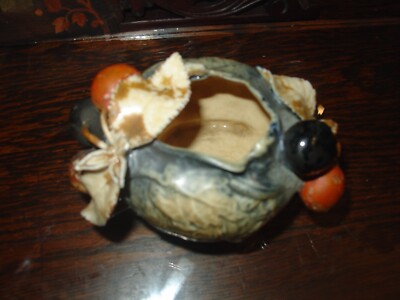 Antique Ernst Wahliss Turn Vienna Austria Grape Cherry Vine Barbola Vase Rare 6''