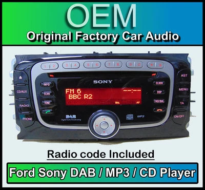 Ford S-Max Radio DAB Para Coche Con Código, Ford Sony Reproductor DAB CD MP3 - Imagen 1 de 4