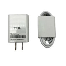 TCL 5V 3A Wall Charger USB Port USB-C Cable Fast Travel Power Adapter for Phones