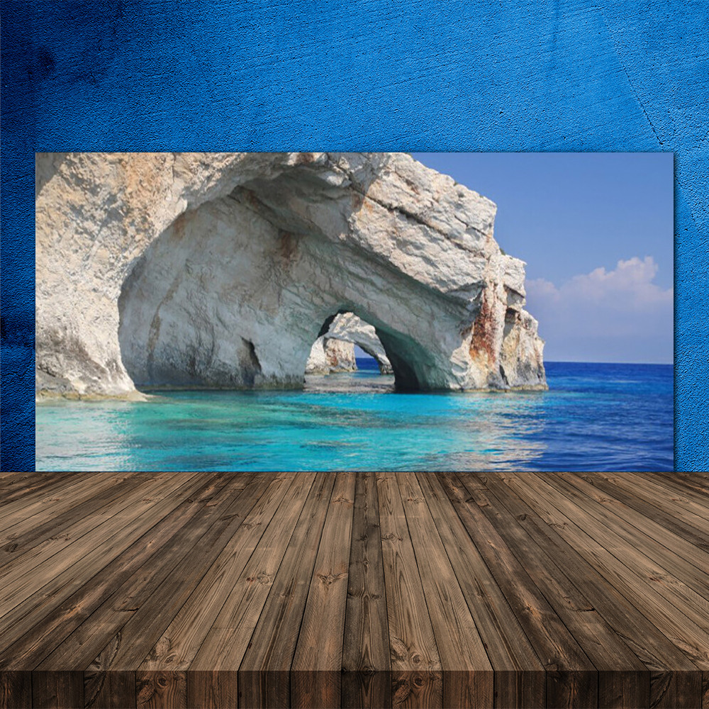 Crédence de cuisine en verre design mer et falaise 120x60 pour s'évader au quotidien en cuisinant