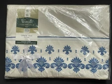 NEW Vintage Estate WAMSUTTA Flat SHEET Lustercale CROWNING TOUCH 72” X 108” Blue