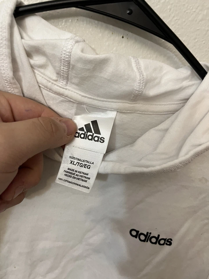 Adidas Sudadera con Capucha Manga Larga Camisa Juvenil Niño XL Blanco Estampado Gráfico Logo Foto 2 de 4