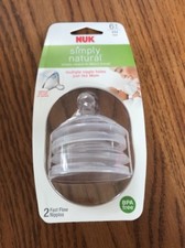 NEW NUK Simply Natural Fast Flow Nipple, 2 Fast Flow Nipples-NEW-Ships N 24h