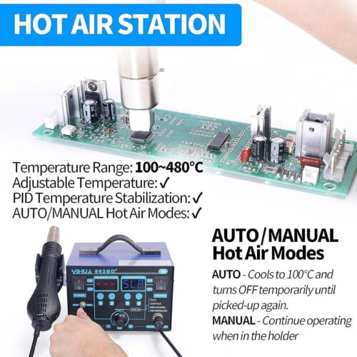 862BD+ SMD Hot Air Touch Up Station and Soldering Station, 2-in-1 Station with.. - Picture 5 of 9