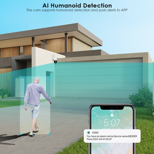 4K 8MP Dual Lens CCTV Kamera Ai Mensch Tracking Bewegungserkennung Warnungen ICSee App - Bild 5 von 31
