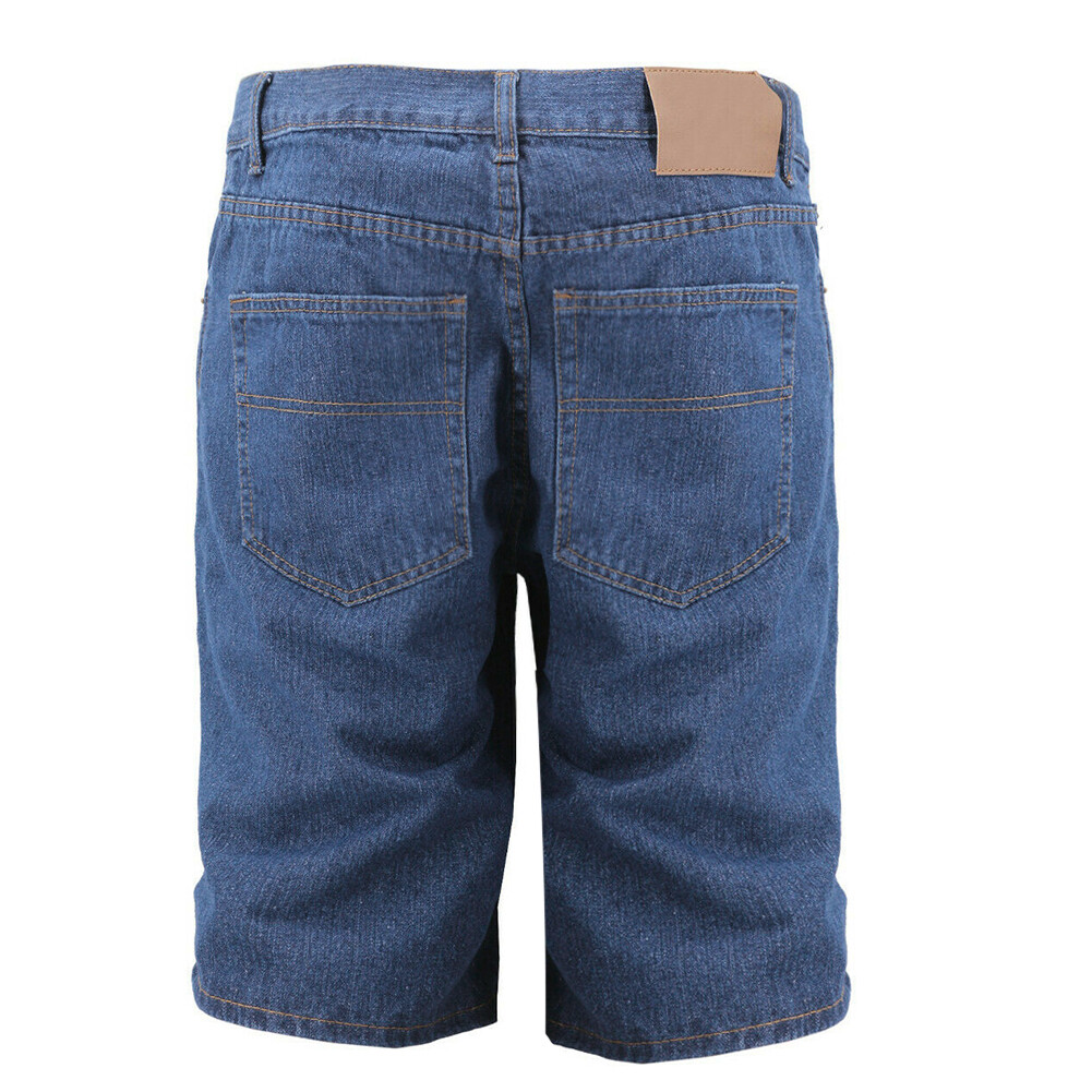 Men's Jean Shorts Premium Cotton Casual Relaxed Fit Flat Front Denim Shorts