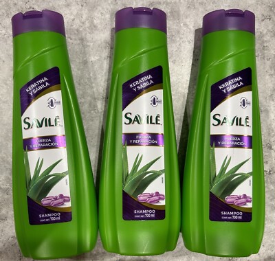 3  PACK SAVILE SHAMPOO KERATINS Y SABILA PARA FUERZA Y REPARACIÓN 700 ML