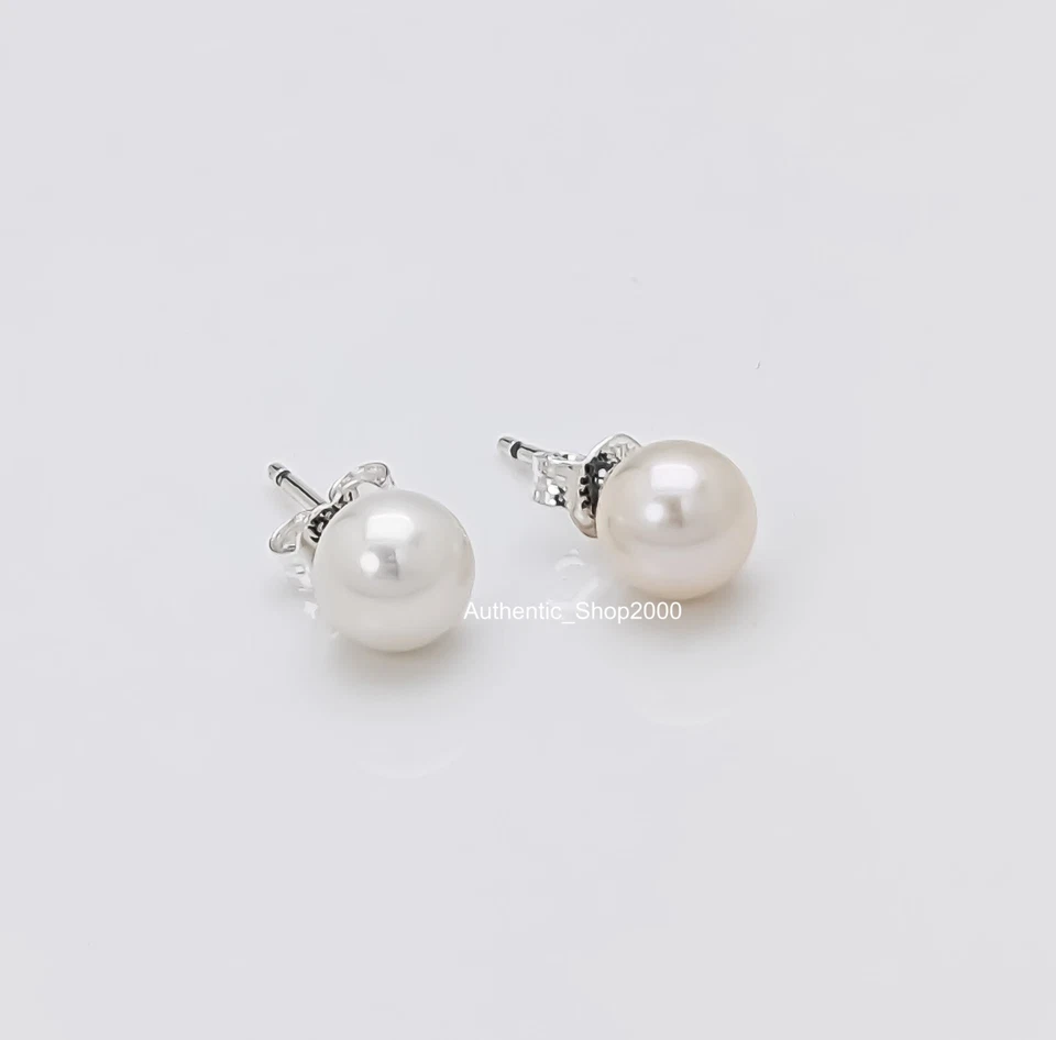 New 100%  PANDORA 925 Elegant Cultured Pearl 7mm Stud Earrings 293169C01 - Image 3 of 4
