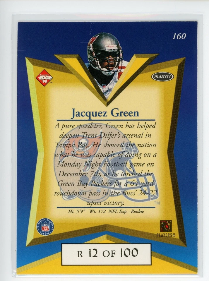 1998 Collector's Edge Masters Gold Redemption #160 Jacquez Green /100 - Image 2 of 3