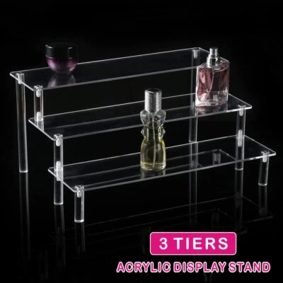3 Step Clear Acrylic Shoe Jewellery Display Stand Retail Shop 3 Tier Riser