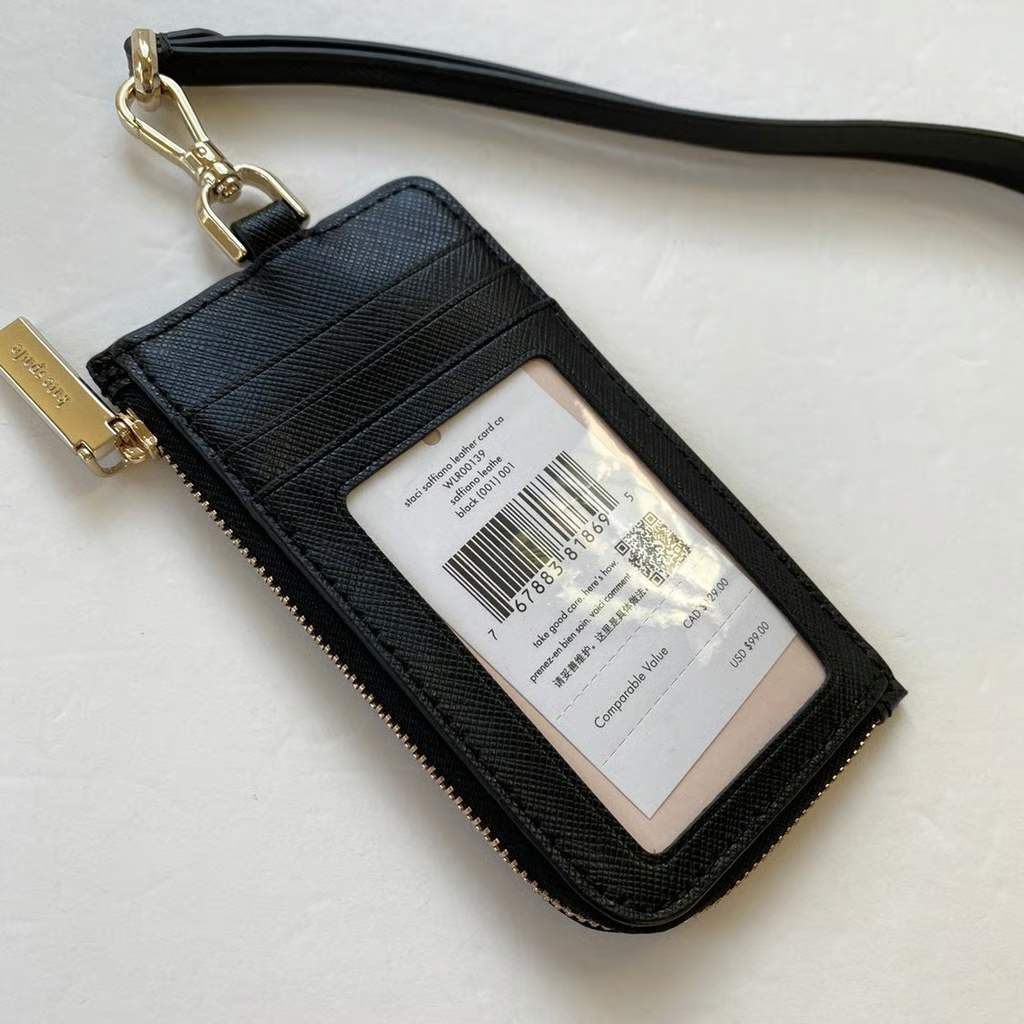 Kate Spade Staci Card Case Saffiano Leather Lanyard WLR00139