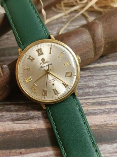 TITONI AIRMASTER 21 JEWELS TITOFLEX RARE SILVER ROMAN INDICES DIAL MEN'S WATCH - Picture 4 of 24