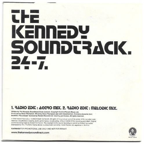 The Kennedy Soundtrack~24-7~Maxi-Single CD Instant Karma UK Promo Aggro Melodic - Picture 2 of 3