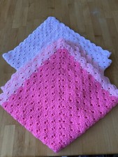 Baby Blankets Set of 2 Hand-crocheted Light and hot Pinks