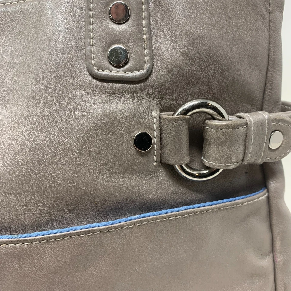 Mini Cartera Bolso Cartera Vintage Y2K Perlina Greige Cuero de Becerro Pequeño Asa Superior Foto 2 de 4