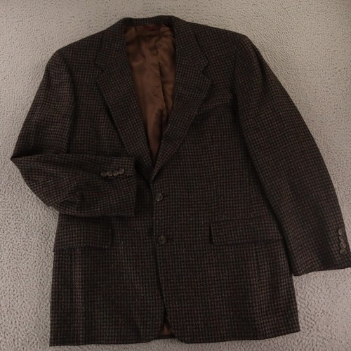 VTG Donegal Tweed Jacket M Brown Marled Houndstooth Check 100% Wool Blazer 42L