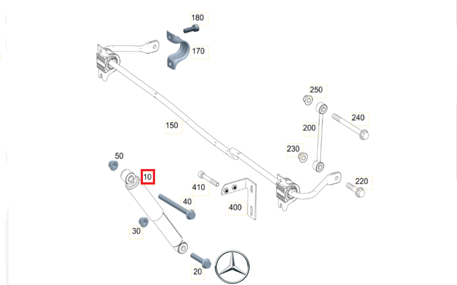 Original Mercedes-Benz A9073264800 Shock Absorber Rear Axle 