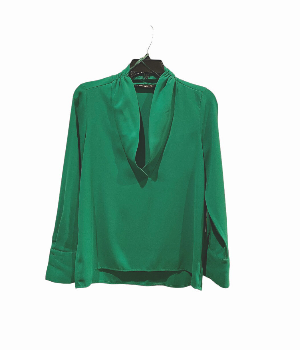 Zara Basic Womens Blouse Small Pullover Green Top… - image 2