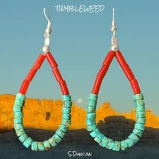 Native American Coral Heishi Earrings