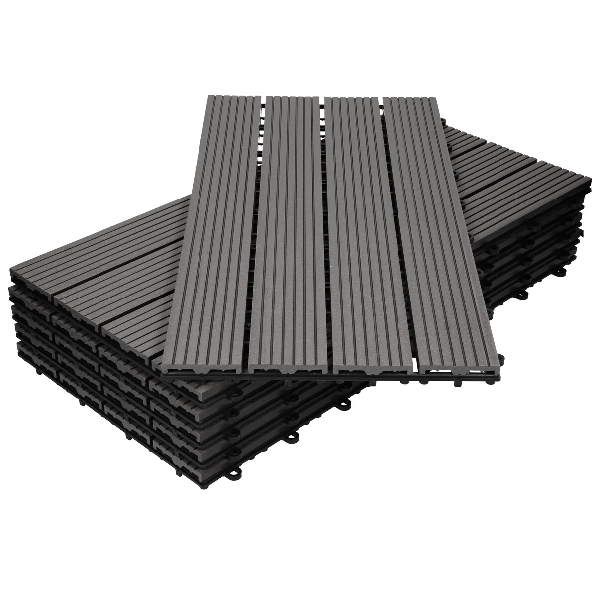 30 Baldosas de WPC 5m² antracita 60x30 cm suelo para patio o terraza exterior
