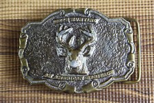 1977 Wyoming Studios USA Deer Hunting American Heritage Belt Buckle