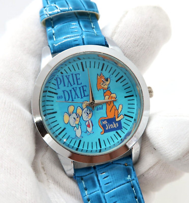 PIXIE & DIXIE & JINKS Quartz,37mm SS Case, Faux Band, MEN'S CHARACTER WATCH M-70