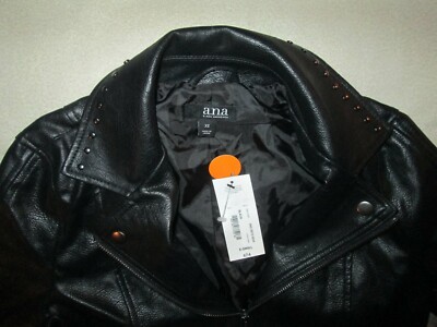 ジャケット・アウター ann NWT WOMENS ANA FAUX LEATHER JACKET XS BLACK W.BLING STUDS,BIKER