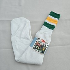 Hanes 80s Mens Vintage USA MADE Tube Socks Over The Calf Green Yellow Stripes